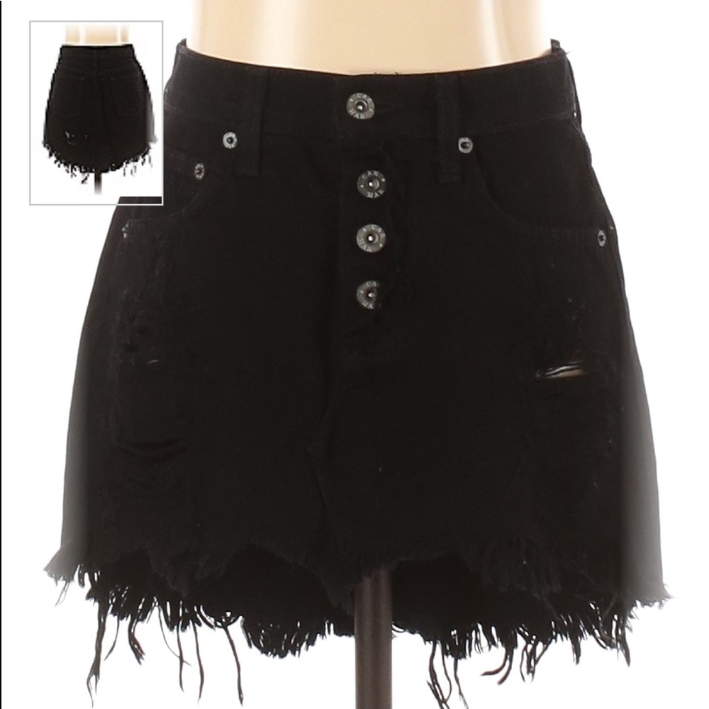 Carmar LF black distressed denim mini skirt